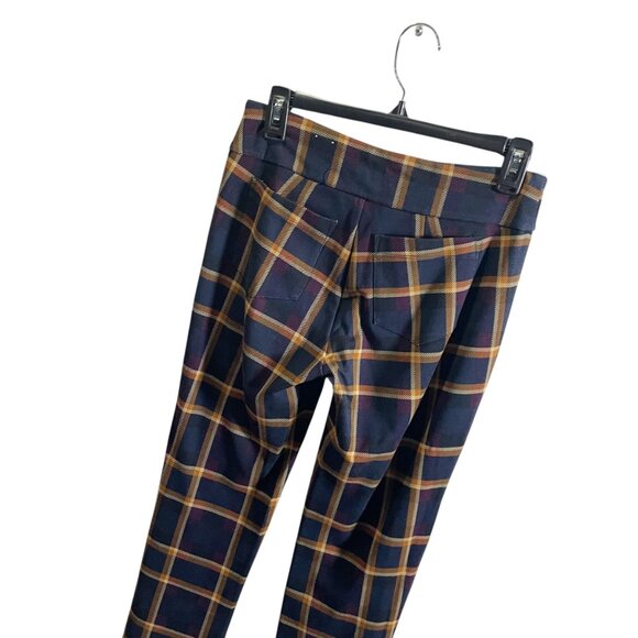 J McLaughlin Rylie Navy & Orange Plaid Pants Size XS Stretchy Slim Fit - Picture 6 of 6